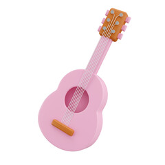 3d guitar. music class. Back to school and education concept. icon isolated on background, icon symbol clipping path. 3d render illustration