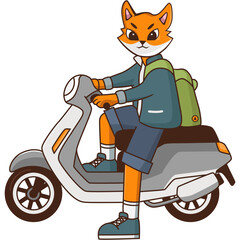 cat riding a scooter