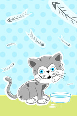 illustration of cat with fish bones