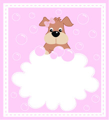 Fototapeta premium a card with a cute little puppy girl