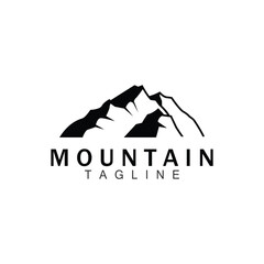 Mountain Logo, Simple Silhouette Design, Nature Landscape Vector Icon, Illustration Template