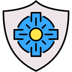 UV Shield Icon. Sunblock Protection Symbol Stock Illustration. Vector Filled Line Icons For UI Web Design And Presentation