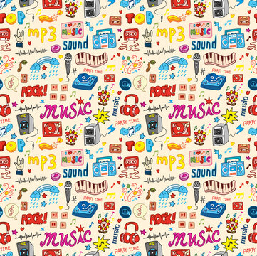 Cute Music Icon Seamless Pattern