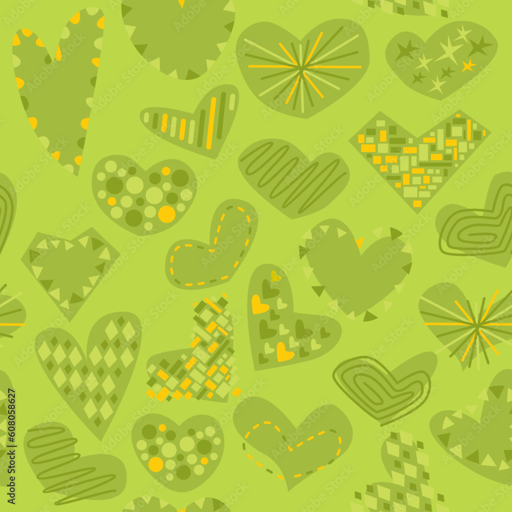 Sticker fully editable vector illustration seamless pattern isolated hearts