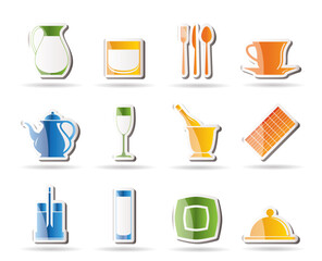 restaurant, cafe, bar and night club icons - vector icon set