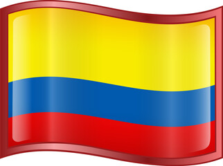Obraz premium Colombia Flag Icon, isolated on white background.