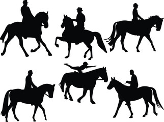 jockey silhouettes collection - vector