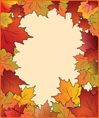 Naklejka na ściany i meble Autumn cute card with maple. Vector