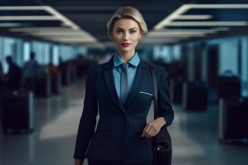 Portrait stewardess smiling confident AI Generative