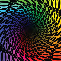 Colorful background with spectrum swirl. Vector illustration on black