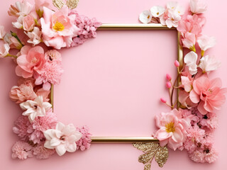 Obraz na płótnie Canvas frame with floral decoration, generative ai