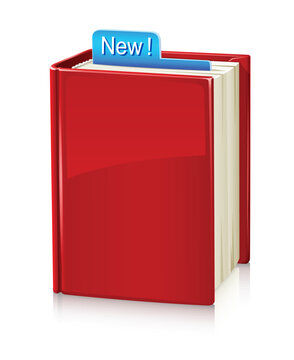 book with red cover and bookmark vector illustration isolated on white background