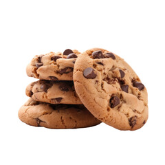 chocolate chip cookies isolated on a transparent background - obrazy, fototapety, plakaty