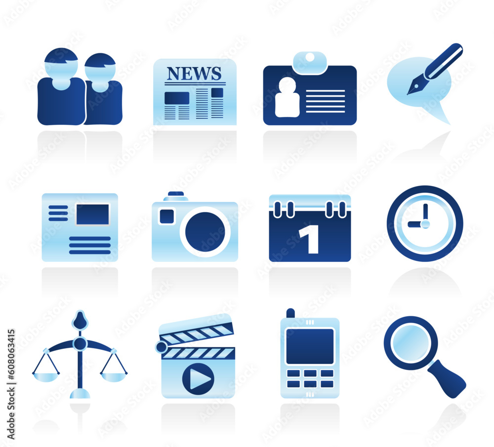 Poster web site, computer and business icons - vector icon set