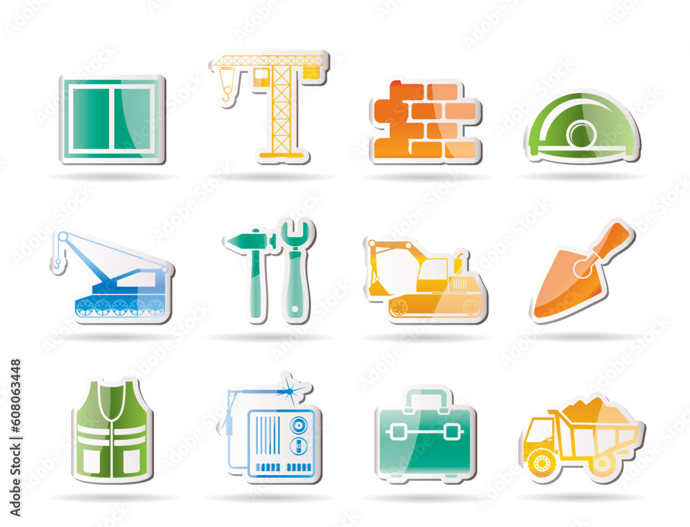 Poster building and construction icons - vector icon set