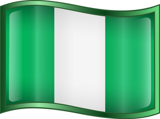 Nigeria Flag Icon, isolated on white background.