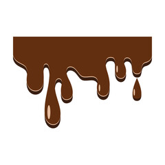 Seamless dripping chocolate border. Dripping chocolate border isolated on white background. Graphic design element for web page, menu, culinary recipe, scrapbooking, flyer, poster