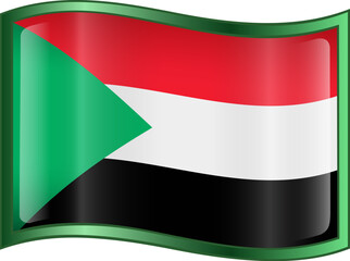 Sudan Flag Icon, isolated on white background.