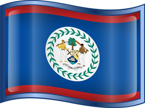 Belize Flag Icon, isolated on white background.