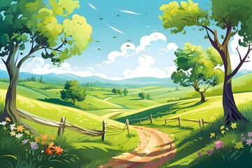 Obraz na płótnie Canvas Forest nature landscape illustration background made with Generative AI