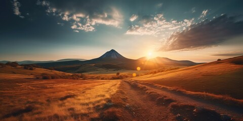 Fototapeta na wymiar Beautiful sunrise over the hills AI Generative