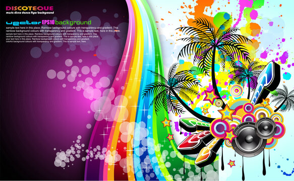 Tropical Music Event Disco Flyer with rainbow colours