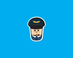 Fototapeta premium Boba Pilot Cute Icon Design