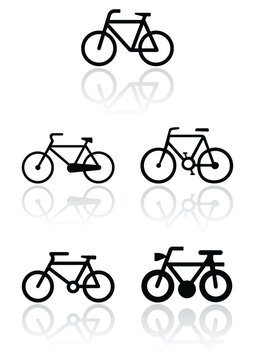 Vector set of different bike symbols. All vector objects are isolated. Colors and transparent background color are easy to adjust.