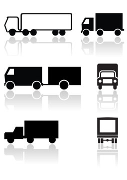 Vector set of different truck symbols. All vector objects are isolated. Colors and transparent background color are easy to adjust.