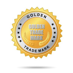 Vector golden badge named "Golden trade mark label" for your business artwork.