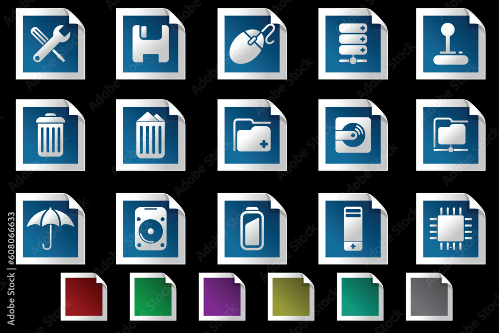 Poster computer and data icons photo frame series