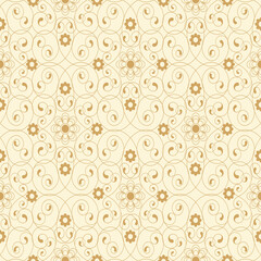 Seamless pattern from; beige flowers and leaves(can be repeated and scaled in any size)