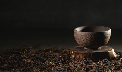 Dried leaf tea in a bowl	