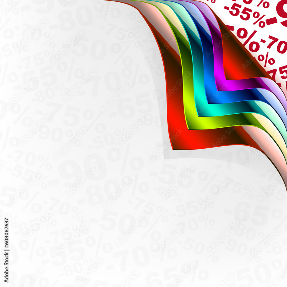 Poster collection of colorful papers with a curl