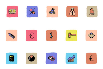 Finance and Banking icons  Fresh color