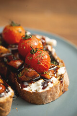 Open Sandwich with Cherry Tomatoes and Cream Cheese	