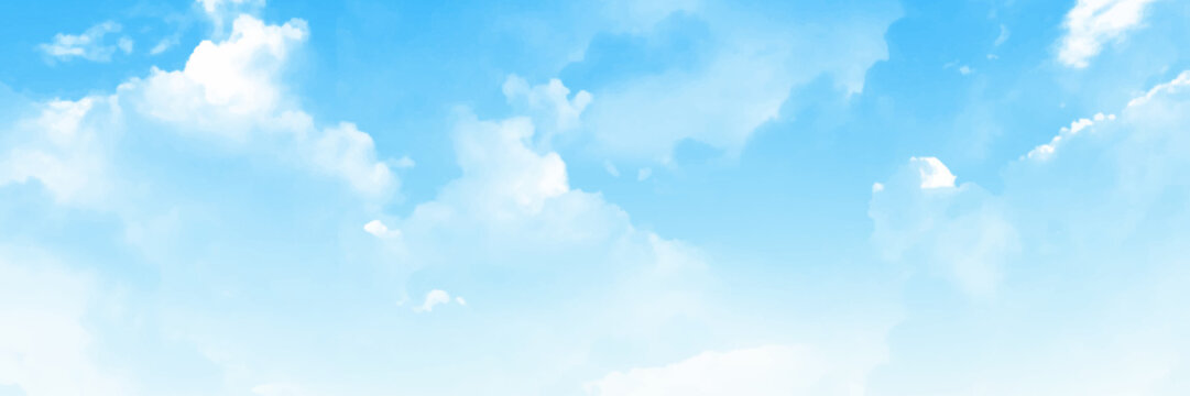 Cloudy blue sky abstract background. Background with clouds on blue sky. Beautiful sky image in panorama view