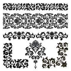 Set of floral design elements on the white background