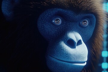 close-up of a monkey with a blurred background Generative AI