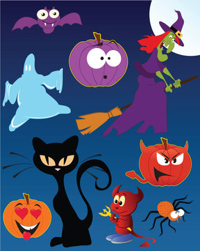 Funny Halloween - set of vector illustrations