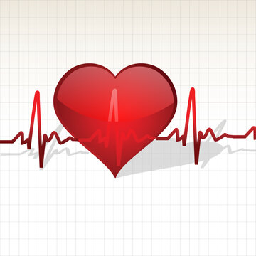 illustration of life line crossing heart on checked background