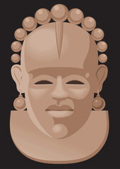 Vector image of the African mask on black background.