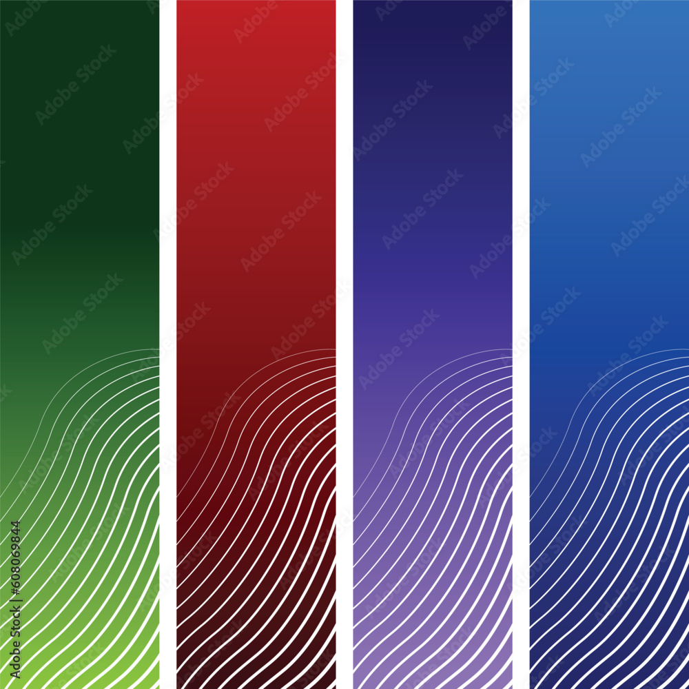 Poster set of 4 vertical banners with pattern.