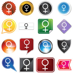 Set of 16 icons for the Venus planetary sign.
