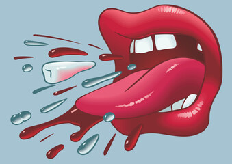 Vector scene of the lips after blow.