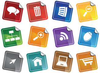 A set of 12 web icons.