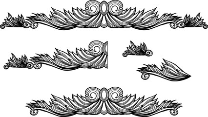 Detailed hand drawn banner with curling wind shapes.