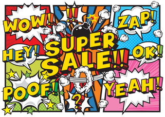 アメコミ風吹き出し英文のセールのPOP