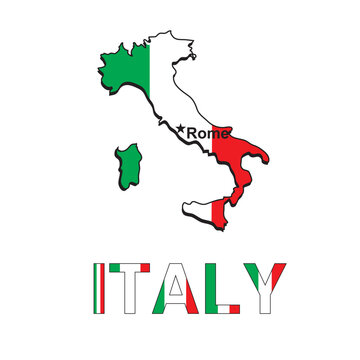 Italy map in the form of the Italian flag on a white background. Vector