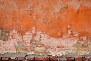 weathered red brick wall with chipping paint Generative AI